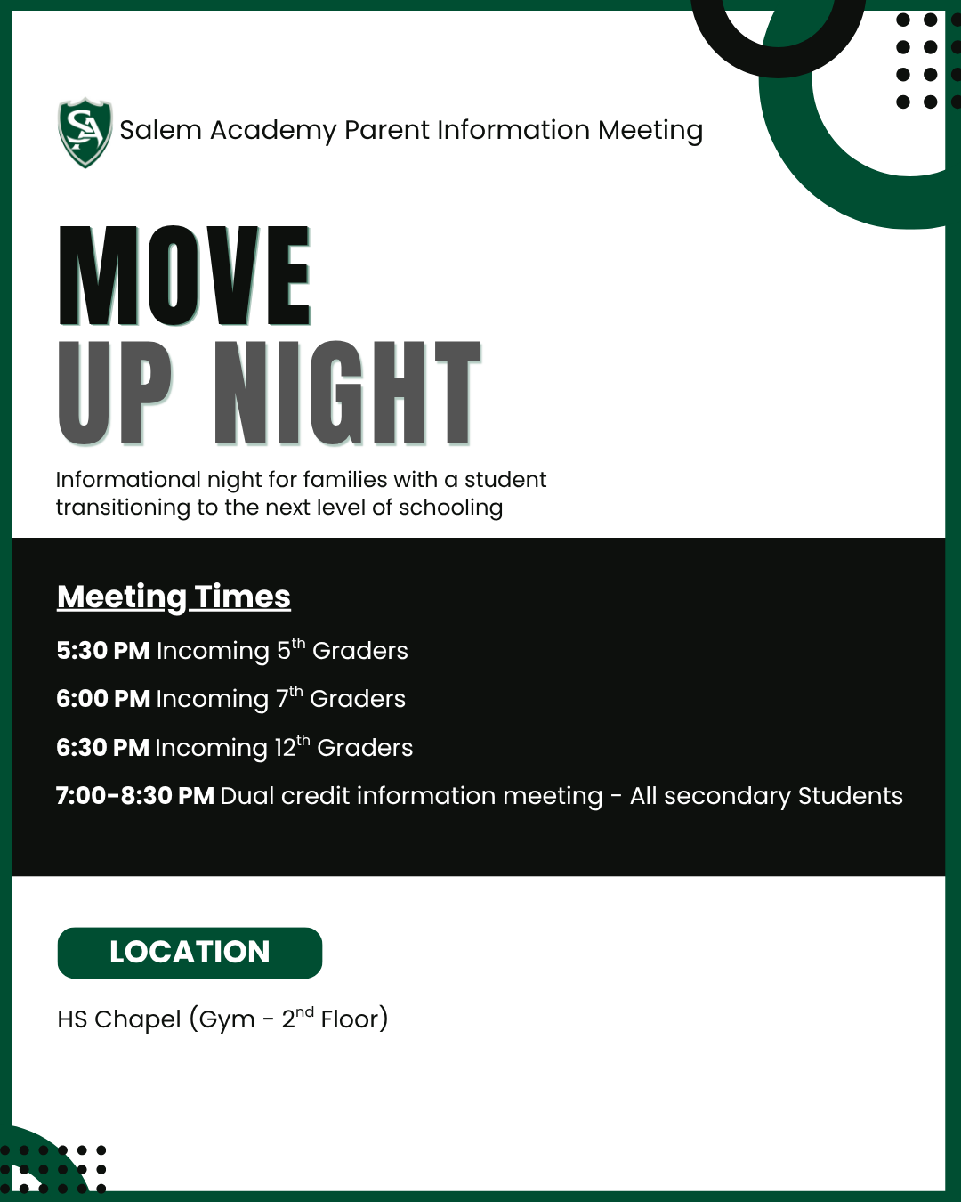Move-Up Parent Info Night! (Click for grade-specific times)