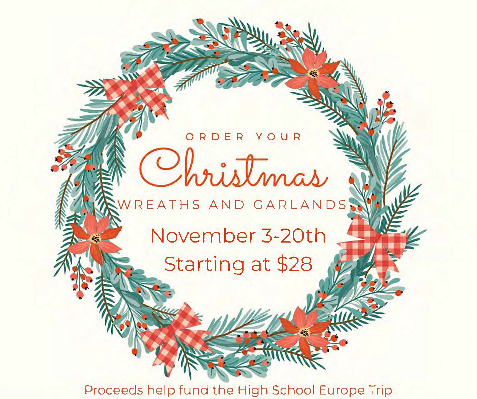 Christmas Wreath Fundraiser - Europe Trip